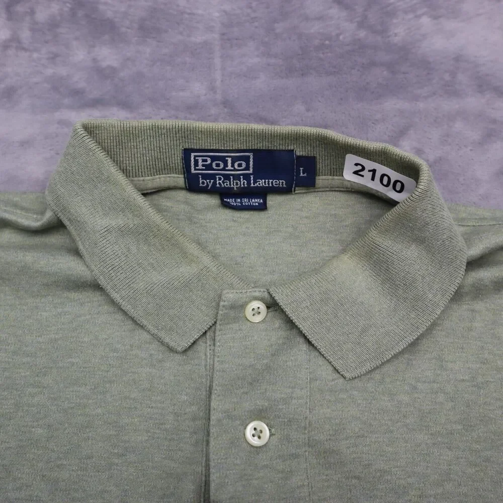 Polo Ralph Lauren Shirt Mens Large Green Red Casual Rugby Pony Logo Heather
